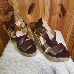 Michael Kors espadrilles, Size 10, cherry brown, 5" heels gently used.